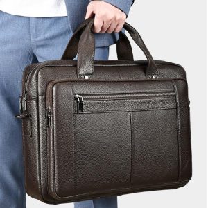 Cặp Da Nam Công Sở Da Thật Cao Cấp Đựng Latop Đi Làm 16.1 Inch CD002